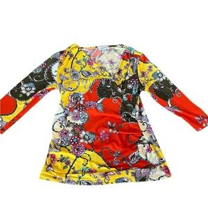 Carmen Marc Valvo Floral Print Wrap Blouse Size L